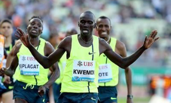 Ronald Kwemoi claims victory in a past race. PHOTO/ SBS