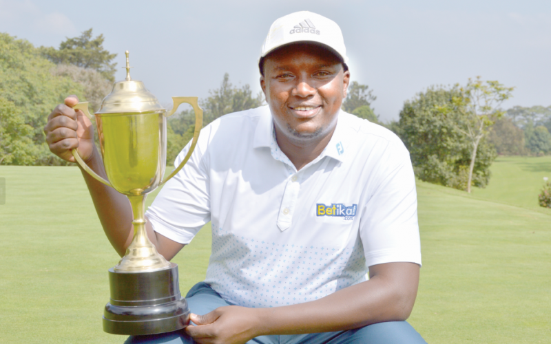 Michael Karanga poses for a photo after emerging the 2023 Limuru Open Champion. PHOTO/Print