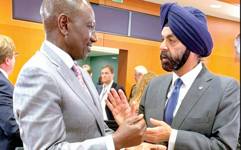 President William Ruto with World Bank President Ajay Banga on the sidelines of G20 Compact with Africa Conference on ‘Economic cooperation, promotion of private investment’ in Berlin, Germany. PHOTO/PCS