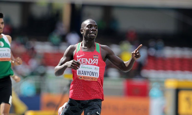 Emmanuel Wanyonyi at the World Athletics U20 Championships. PHOTO/World Athletics