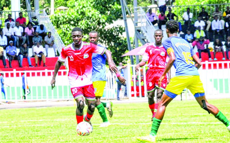 Kenya’s goal scorer Aldrine Kibet in action against Rwanda. Kibet has been included in the squad for COSAFA 2024. PHOTO/ FKF