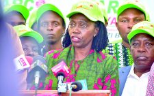 Narc Kenya leader Martha Karua addreses a press conference at the party headquarters in Nairobi. PHOTO/John Ochieng