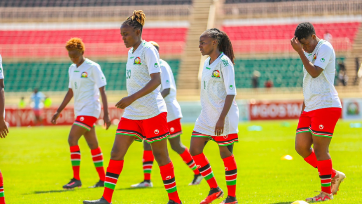 Harambee Starlets walk at Kasarani ahead of a match against Botswana. PHOTO/(@StarletsKE)/X