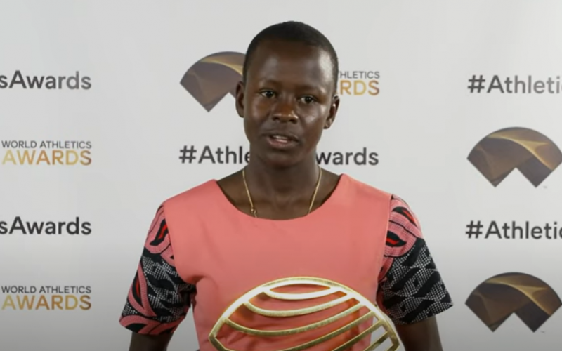 Faith Cherotich after receiving the award. PHOTO/World Athletics