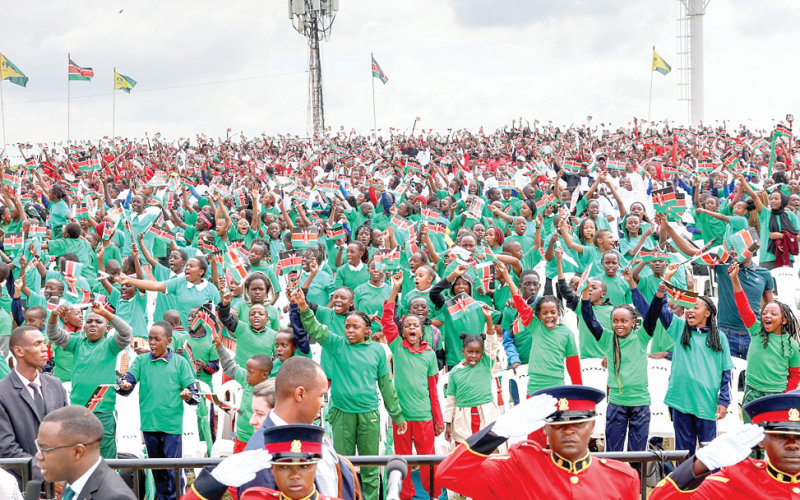 School children attend Jamhuri Day celebrations at Uhuru Gardens yesterday. PHOTO/Philip Kamakya