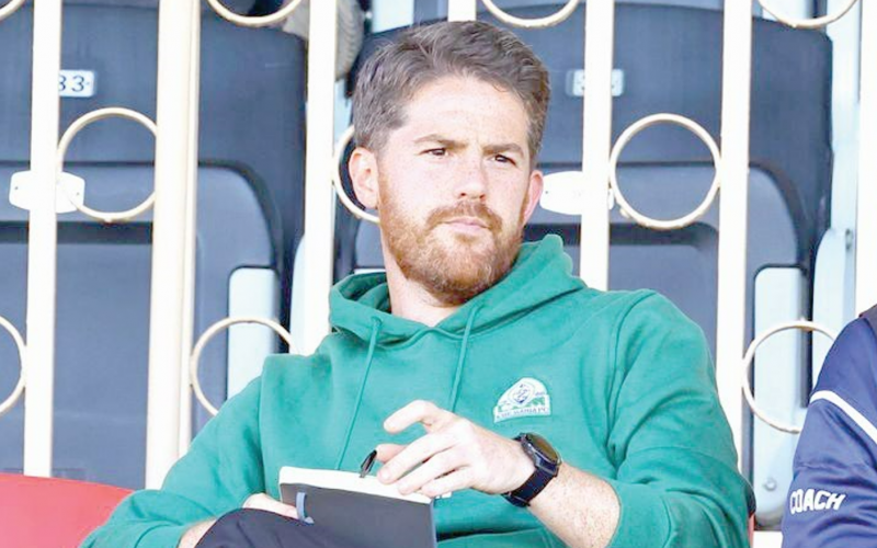 Gor Mahia coach Jonathan McKinstry watches a previous league match from the stands. PHOTO/Print