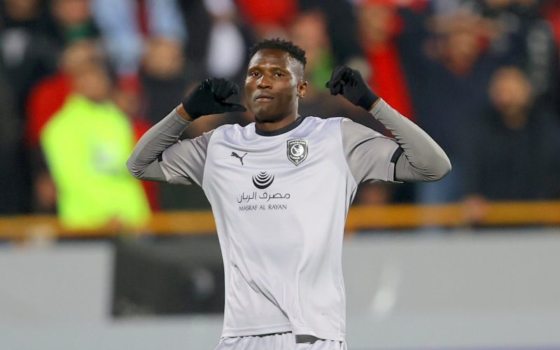 Michael Olunga celebrates after scoring for Al Duhail SC. PHOTO/Al Duhail SC