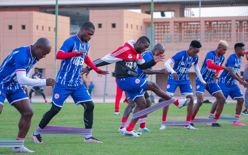 Simba SC players in a training session ahead of a CAF Champions League match. PHOTO/Simba SC