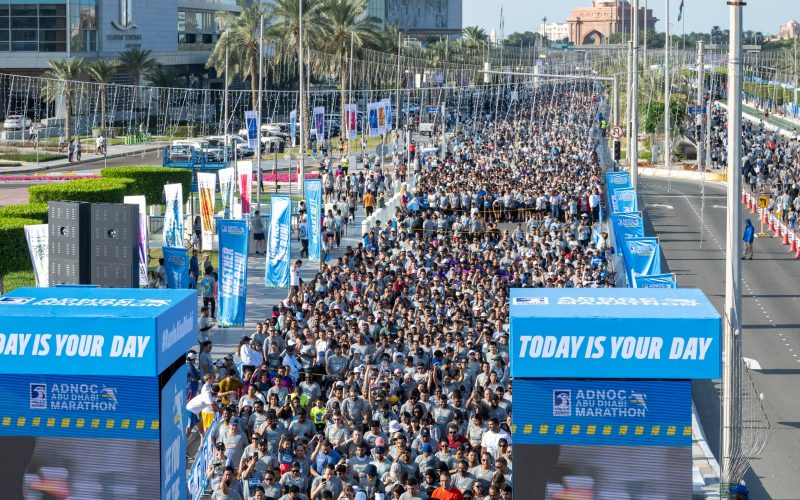 Participants at the Abu Dhabi Marathon. PHOTO/(@ADNOCADmarathon)/X