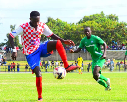 Gor Mahia in action against Nzoia Sugar in FKF PL action. PHOTO/(@Officialfkfpl)/X