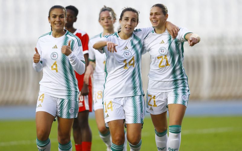 Algerian women's national team players celebrate after beating Burundi in WAFCON qualifier. PHOTO/CAFOnline