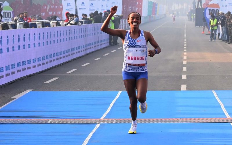 Sutume Asefa Kebede wins the Tata Steel Kolkata 25K. PHOTO/World Athletics