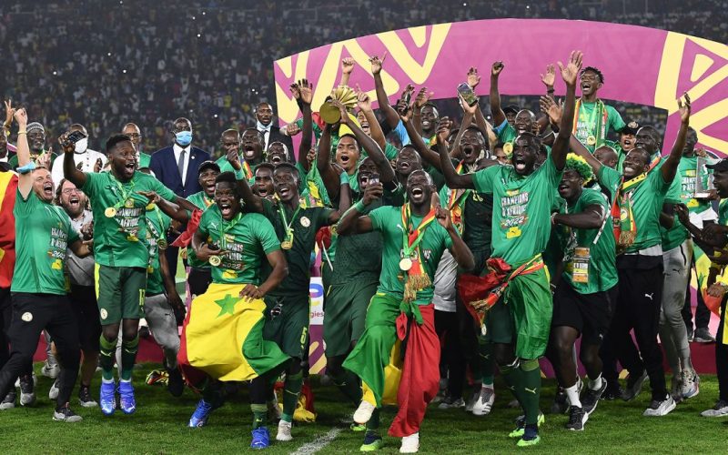 Senegal celebrate after winning 2021 AFCON title in Cameroon. PHOTO/CAF