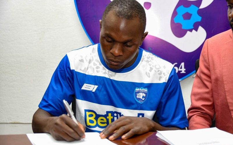 AFC Leopards new signing Christopher Koloti signs deal. PHOTO/AFC Leopards/Facebook