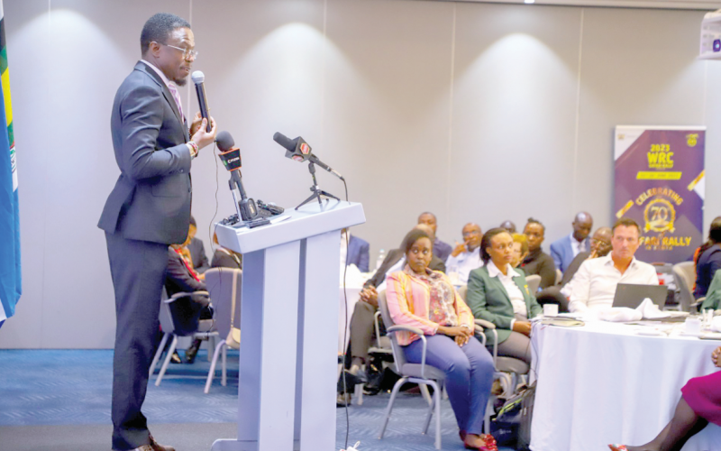 Sports Cabinet Secretary Ababu Namwamba address federation boses, representatives of corporate firms and journalists at Radison Blue Hotel. PHOTO/Print