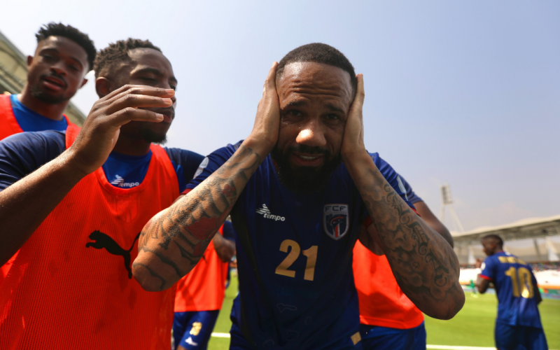 Cape Verde celebrate a goal against Mozambique. PHOTO/AFCON.