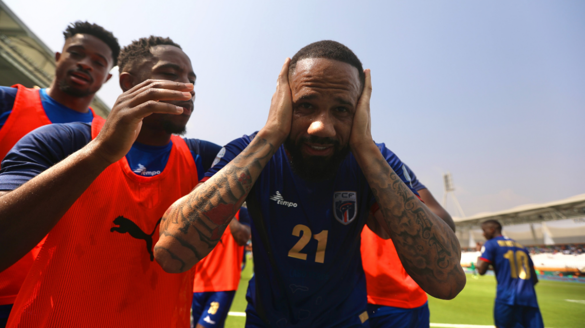 Cape Verde celebrate a goal against Mozambique. PHOTO/AFCON.