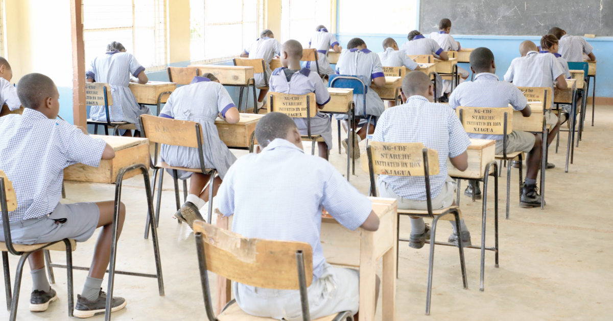 Moi Avenue Primary School students at a KCPE examroom in the past. PHOTO/Print