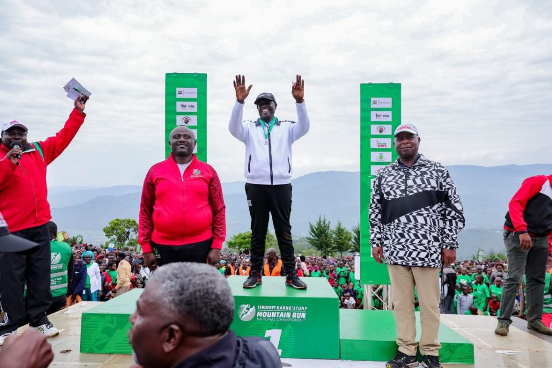 Light moment as DP Gachagua trips, falls before winning exhibition race in Nandi