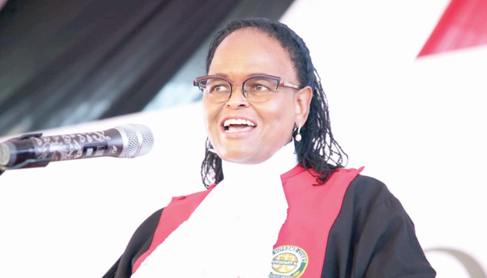 Chief Justice Martha Koome speaking at the Supreme Court of Kenya, Nairobi in November last year. PHOTO/Print