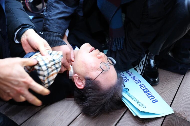 South Korean opposition leader stabbed at a news conference