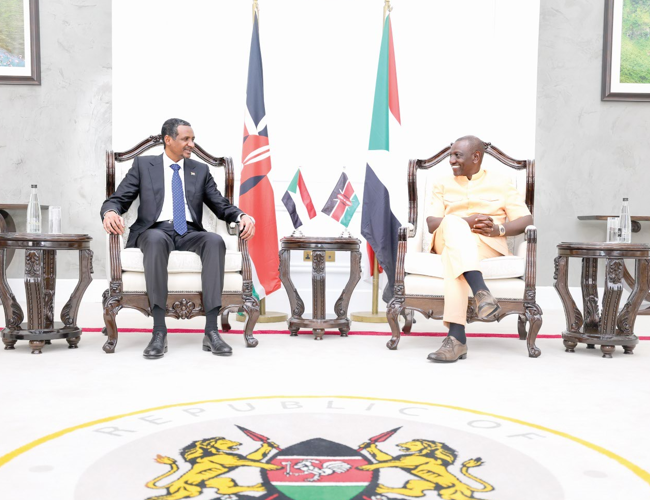 President William Ruto when he held talks with the RSF Leader General Mohamed Hamdan Dagalo, State House, Nairobi, yesterday. PHOTO/Hiram Omondi/PCS