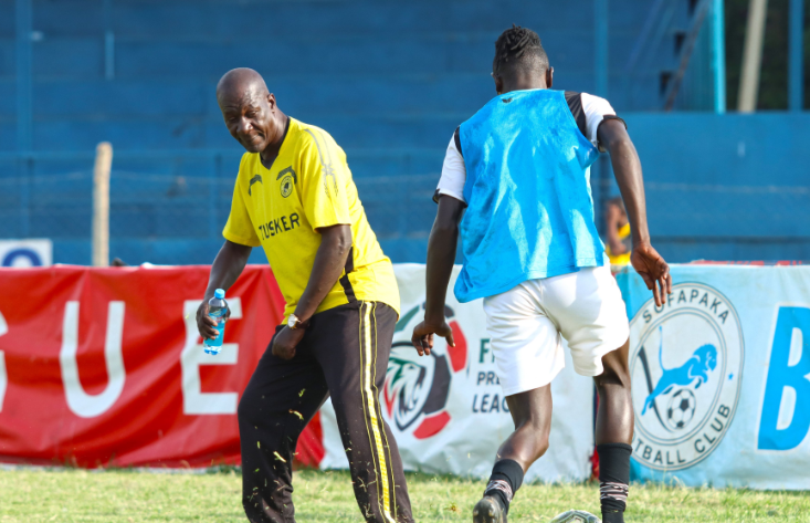 Tusker head coach Robert Matano during a training session. PHOTO/(@tusker_fc)/X