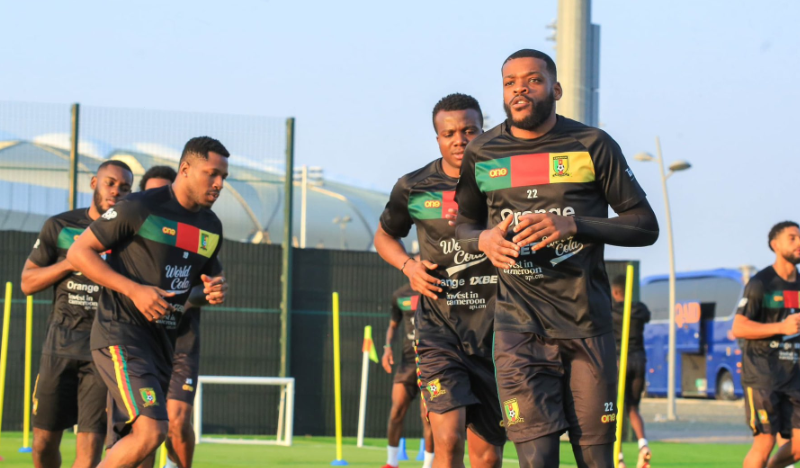 Cameroon national football players training ahead of AFCON 2023. PHOTO/(@FecafootOfficie)/X