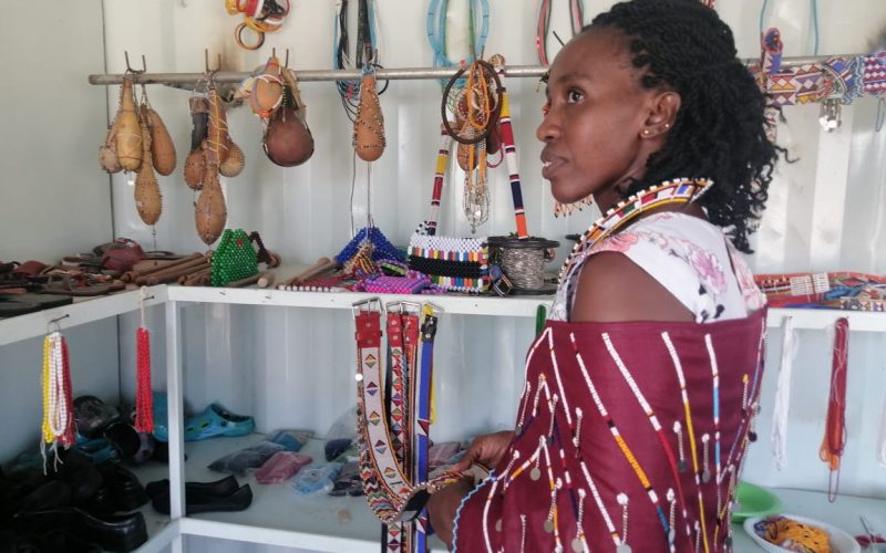 Easter Sanayian a resident of Magadi who works at the communal bead-making station. PHOTO/Christine Musa