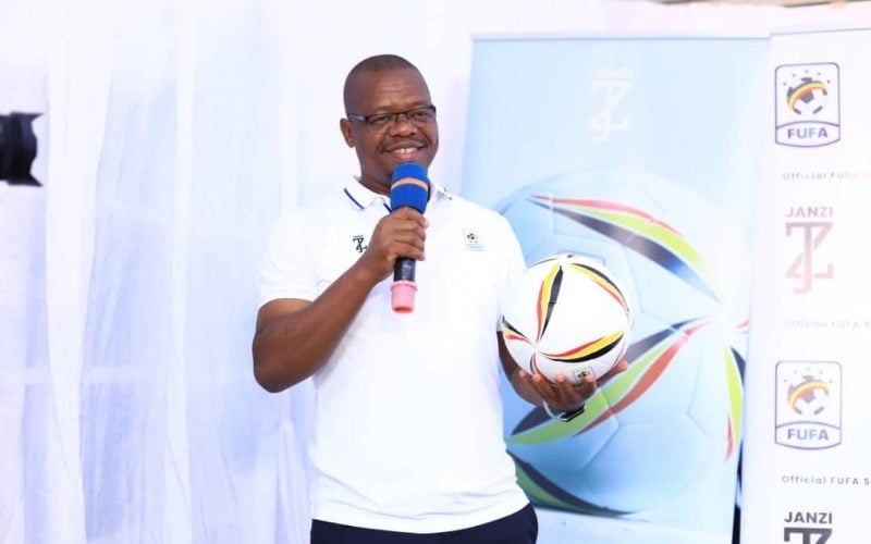 FUFA's President Moses Magogo and official match ball Zakayo. PHOTO/FUFA