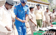 Murang’a County Commissioner Joshua Nkanatha when he led other administrators to inspect counterfeit alcohol seized during a crackdown, on Tuesday. PHOTO/Wangari Njuguna