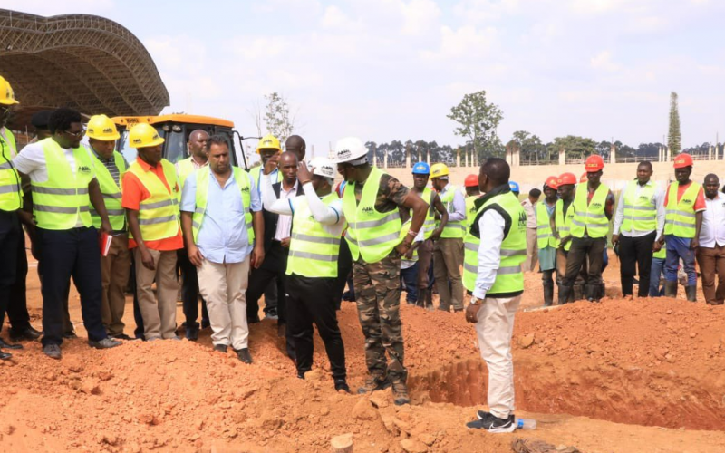 Ababu Namwamba during the ground breaking session at Bukhungu. PHOTO/@moyasa_ke/X