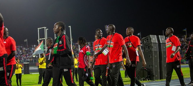 Team Kenya the All African games closing ceremony. PHOTO/African Games Accra 2023