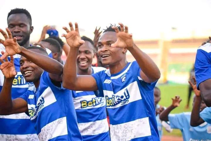 AFC Leopards celebrate a goal against Shabana.