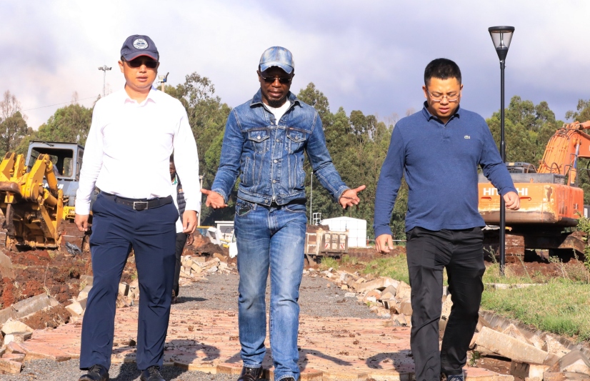 Namwamba impressed by work progress as he tours Talanta Sports City