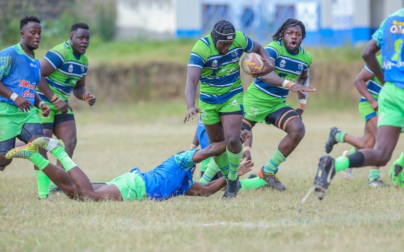 KCB RFC in action against Menengai Oilers. PHOTO/(@kcbrugby)/X