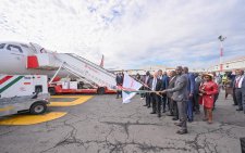 Transport CS Kipchumba Murkomen flaggs off KQ maiden flight to Eldoret.