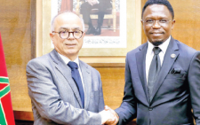 Sports CS Ababu Namwamba (right) shake hands with Morocco’s Minister of Education Chakib Bemmous in Rabat after a meeting where they agreed to establish an MOU on sports development. PHOTO/Ministry of Sports