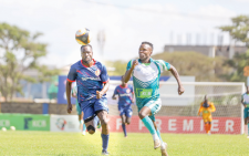 KCB’s Stephen Etyang (right) vies for the ball against his opponent during their Kenya Premier League match against Murang’a Seal at the Police Sacco Stadium on March 3, 2024. PHOTO/Rodgers Ndegwa