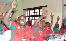 FKF delegates vote to pass a motion during a past Annual General Meeting in Nairobi.