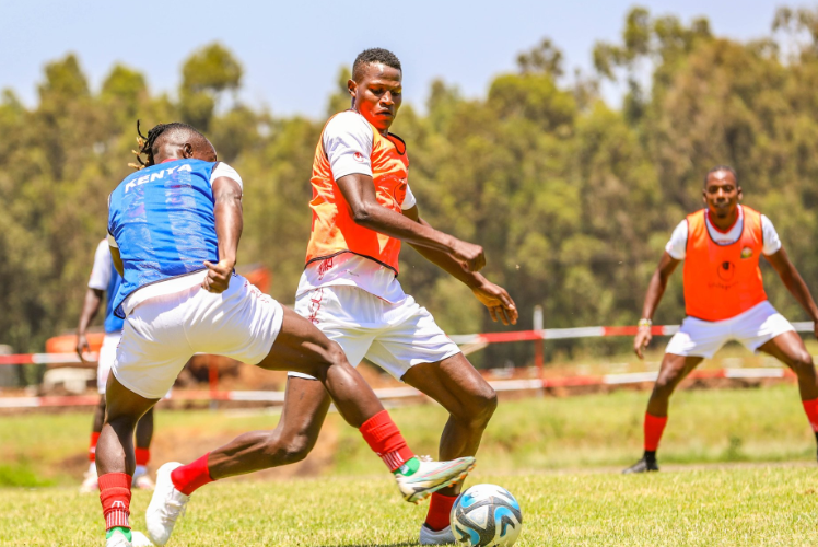 Teddy Akumu in Harambee Stars' training session. PHOTO/(@Harambee__Stars)/X