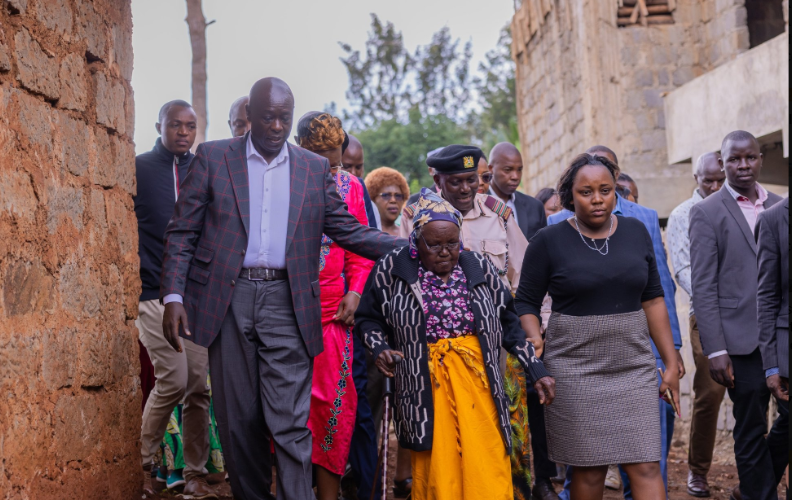 Deputy President Rigathi Gachagua visits grandmother who lost 11 family members to illicit brew. PHOTO/(@rigathi)/X