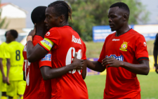 Kenya Police celebrate a goal against Mombasa Stars.