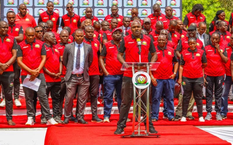 FKF delegates addressing journalists in Nairobi. PHOTO/David Ndolo