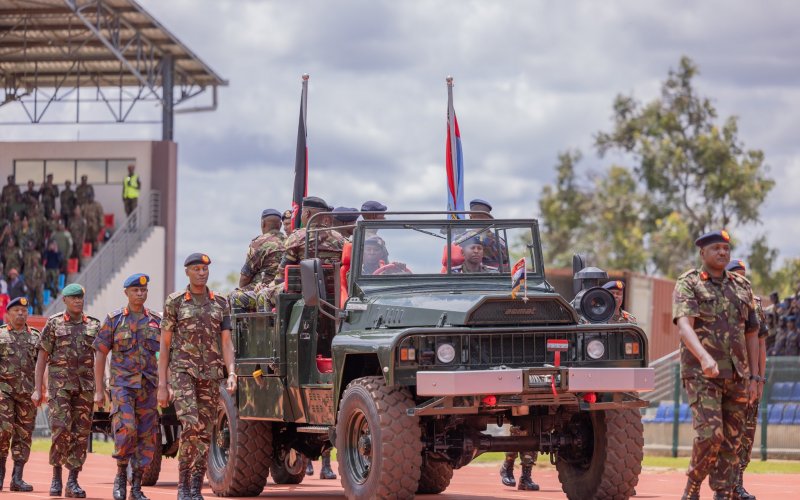 Kenya Defence Forces paying last respect to CDF General Ogolla at Ulinzi Sports Complex. PHOTO(@rigathi)/X