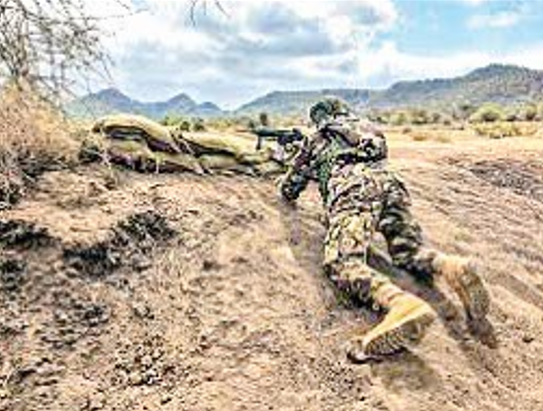 A KDF officer during training in Northern Kenya. PHOTO/Print