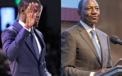 A photo collage of President William Ruto and Senagalese President Faye DiomayeRuto. PHOTOs/Ruto(@WilliamsRuto)/X