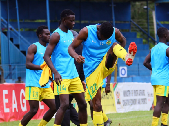 Kariobangi Sharks warming up before an FKF PL match in Machakos. PHOTO/Kariobangi Sharks/Facebook