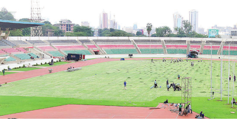 Workers intensify preparations at the venue of the fifth Absa KipKeino Classic, Nyayo Stadium, PHOTO/Peter Njoroge