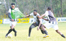 Tusker players in training at the ruaraka grounds on Wednesday.